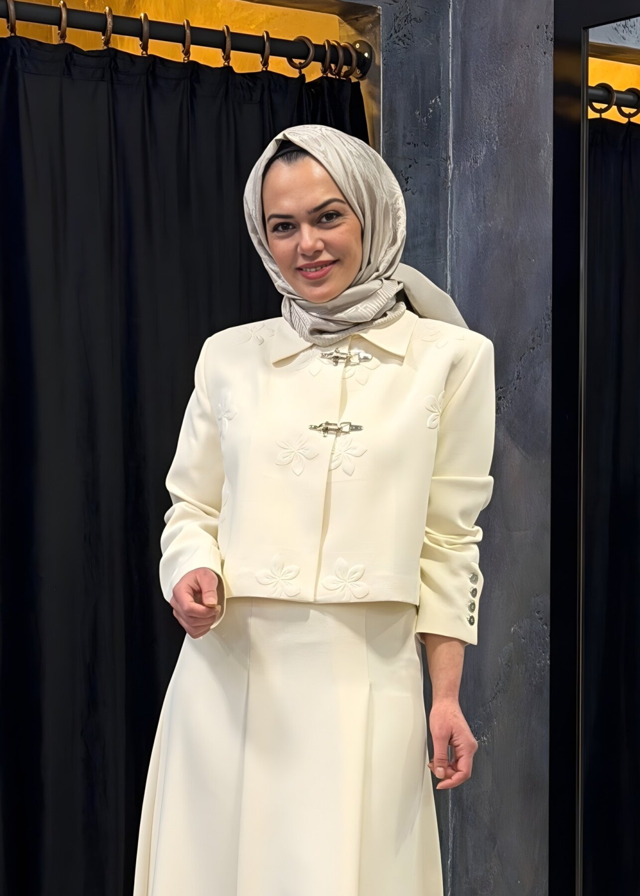 Vuu Gofre Baskılı Kısa Ceket EKRU - 2