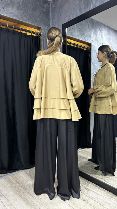 Vuu İpek Saten Bol Paça Pantolon SİYAH - 3