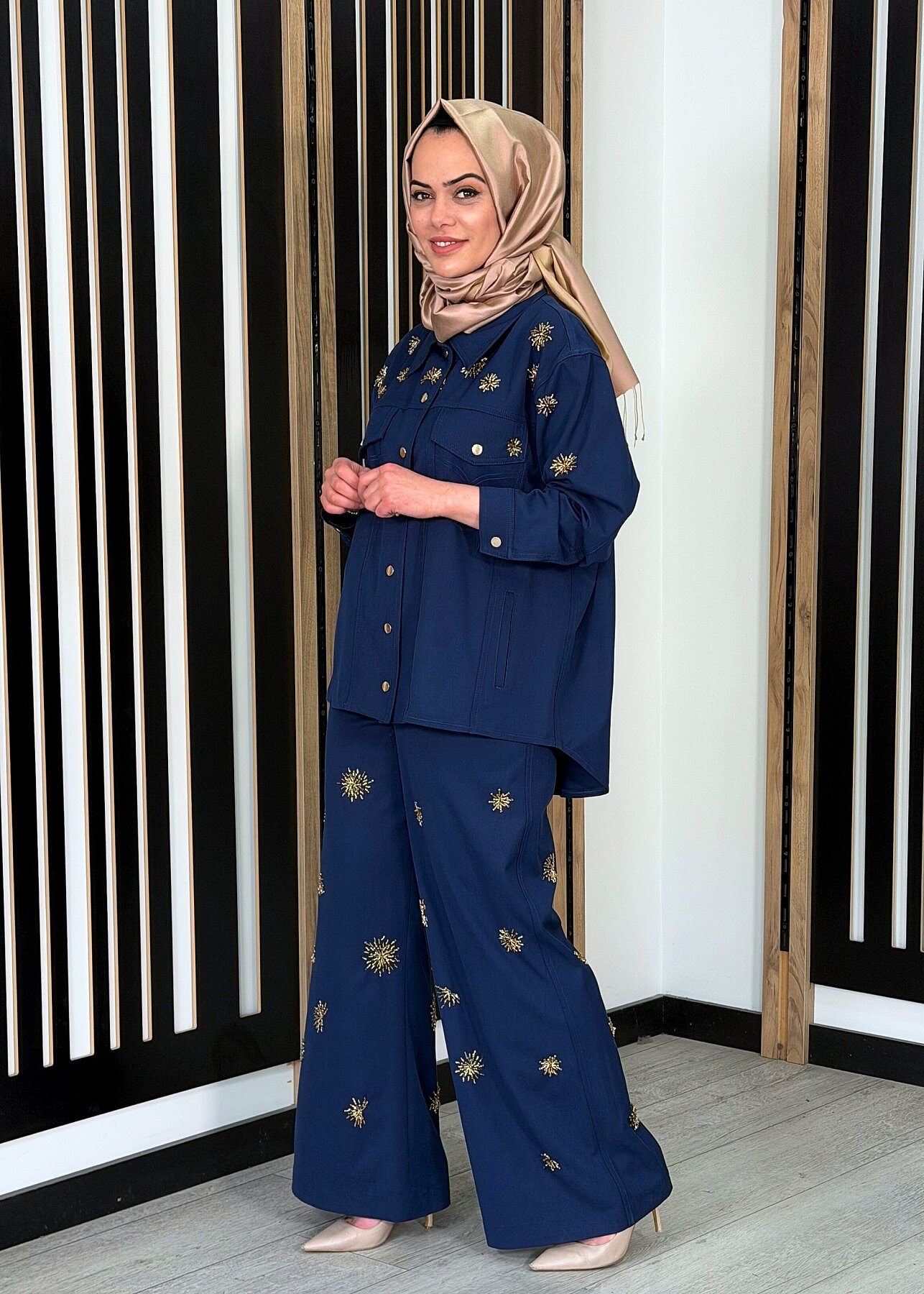 Vuu İşlemeli Mavi Pantolon MAVİ - 1