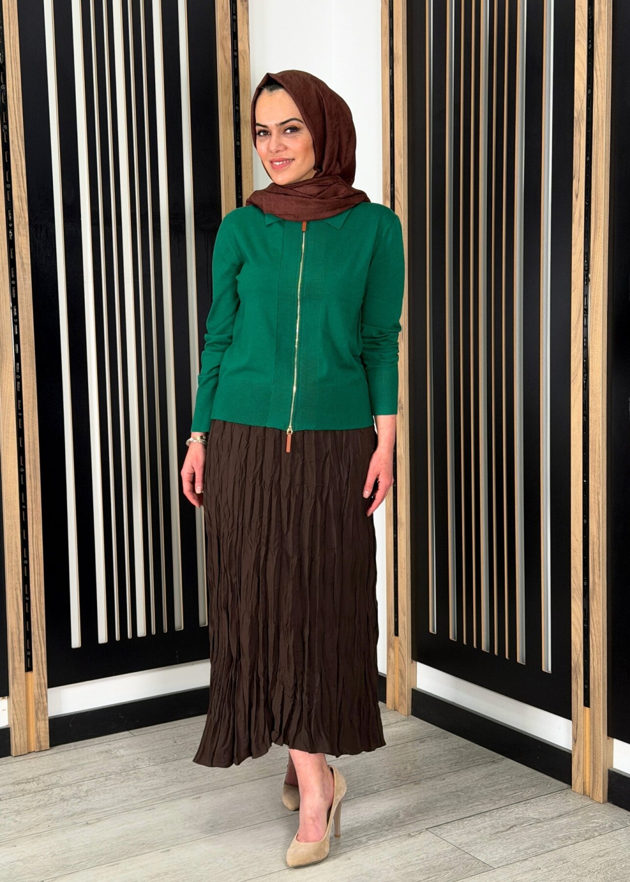 Vuu Kloş Crush Etek KAHVE - 3