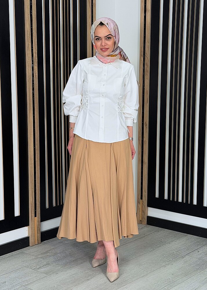 Vuu Kupları Verev Paraşüt Etek CAMEL