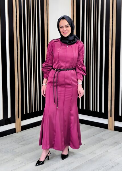 Vuu Kuplu Ara Biyeli Elbise BORDO