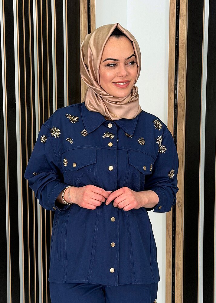 Vuu Mavi İşlemeli Ceket MAVİ - 2