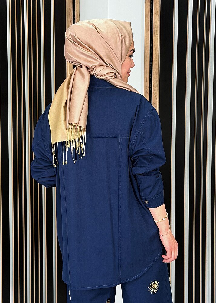 Vuu Mavi İşlemeli Ceket MAVİ - 4