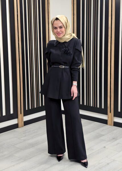 Vuu Mikayla Palazzo Pantolon SİYAH