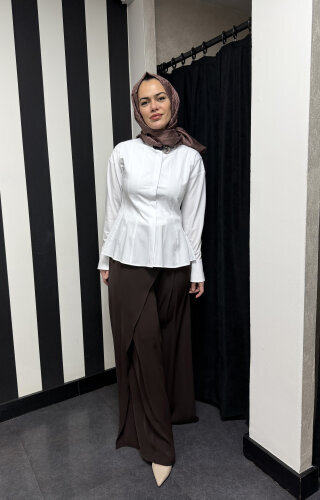 Vuu Ön Yakası Aksesurlı Kuplu Gömlek BEYAZ