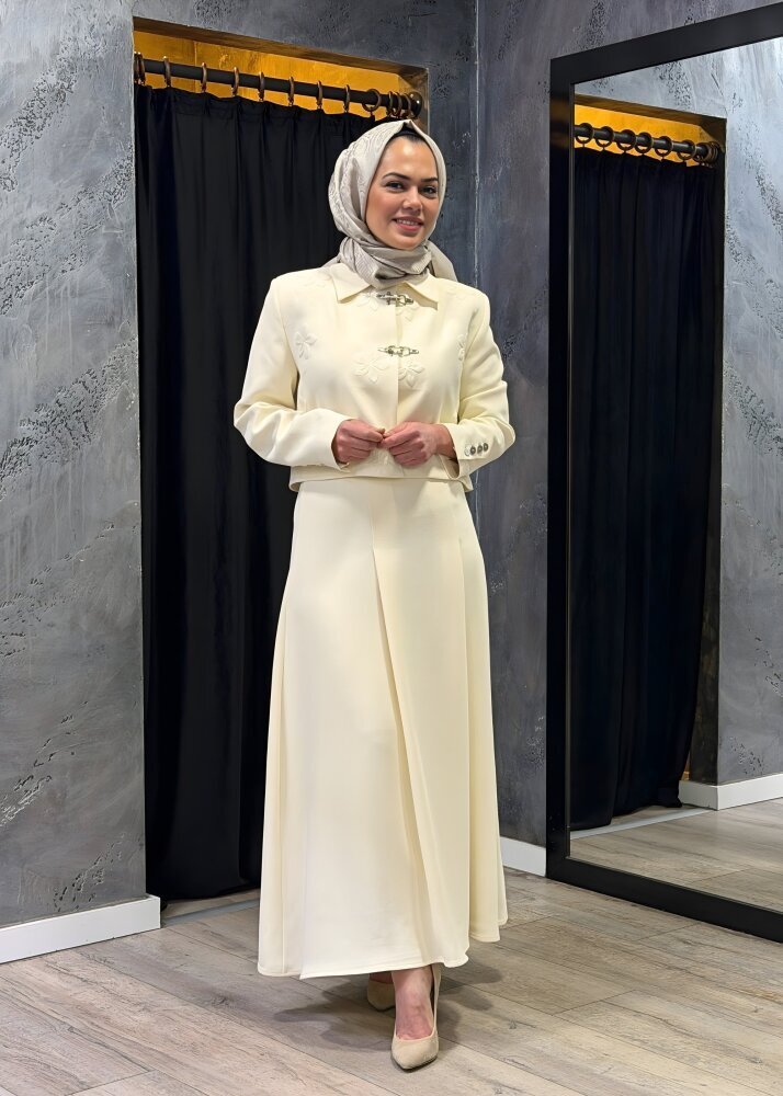 Vuu Önü Pileli Etek EKRU