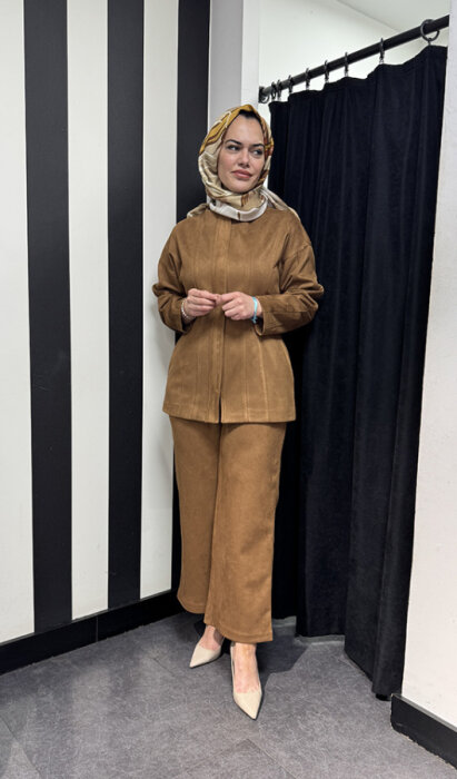 Vuu Spor Dikişli Peplum Ceket CAMEL - 1