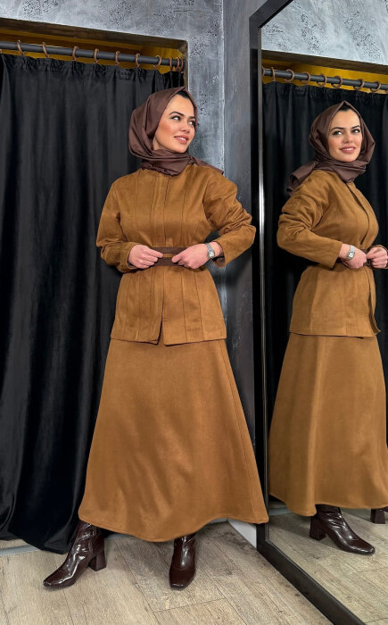 Vuu Spor Dikişli Peplum Ceket CAMEL - 2