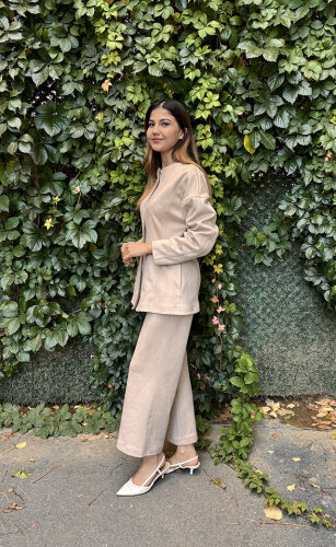 Vuu Spor Dikişli Peplum Ceket EKRU - 3
