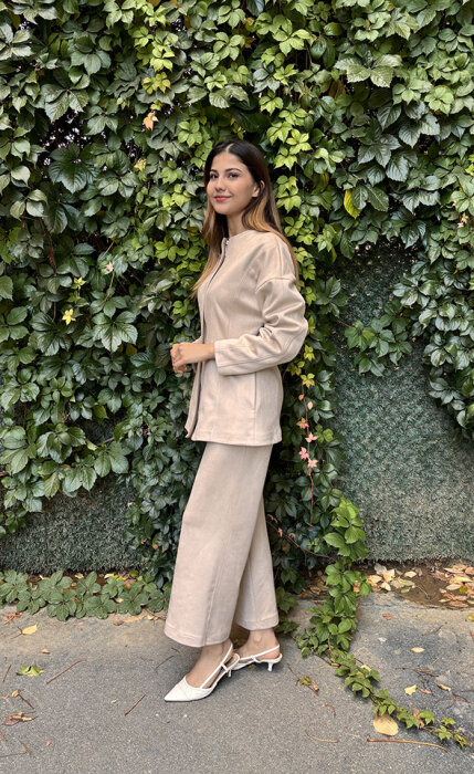 Vuu Spor Dikişli Peplum Ceket EKRU - 3