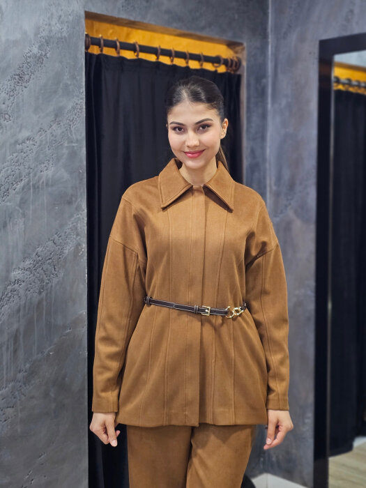 Vuu Süet Pembe Gömlek CAMEL - 2