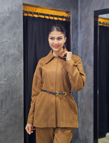 Vuu Süet Pembe Gömlek CAMEL - 3