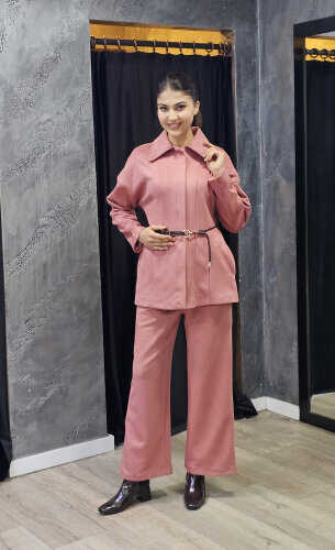 Vuu Süet Pembe Gömlek GÜL KURUSU - 3