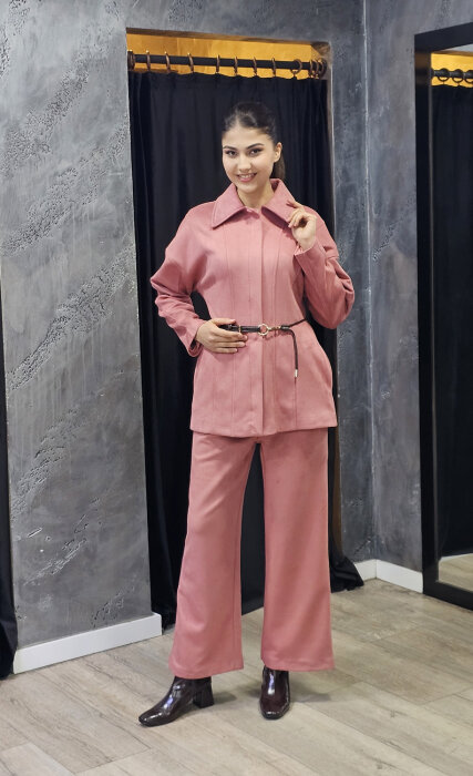 Vuu Süet Pembe Gömlek GÜL KURUSU - 3