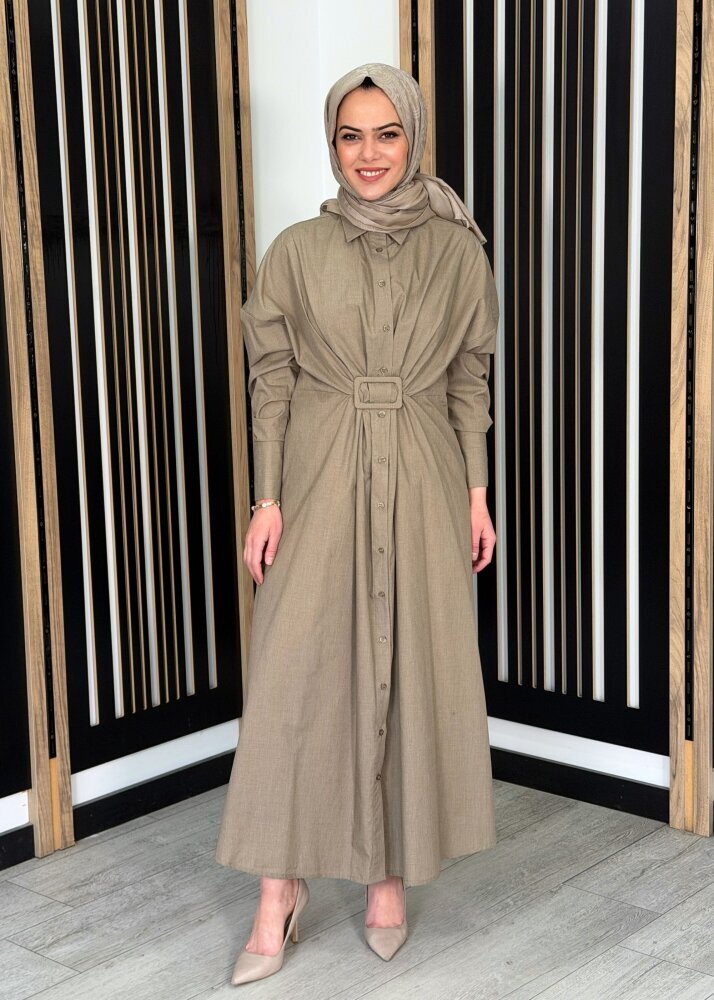 Vuu Tokalı Gömlek Elbise HAKİ - 2