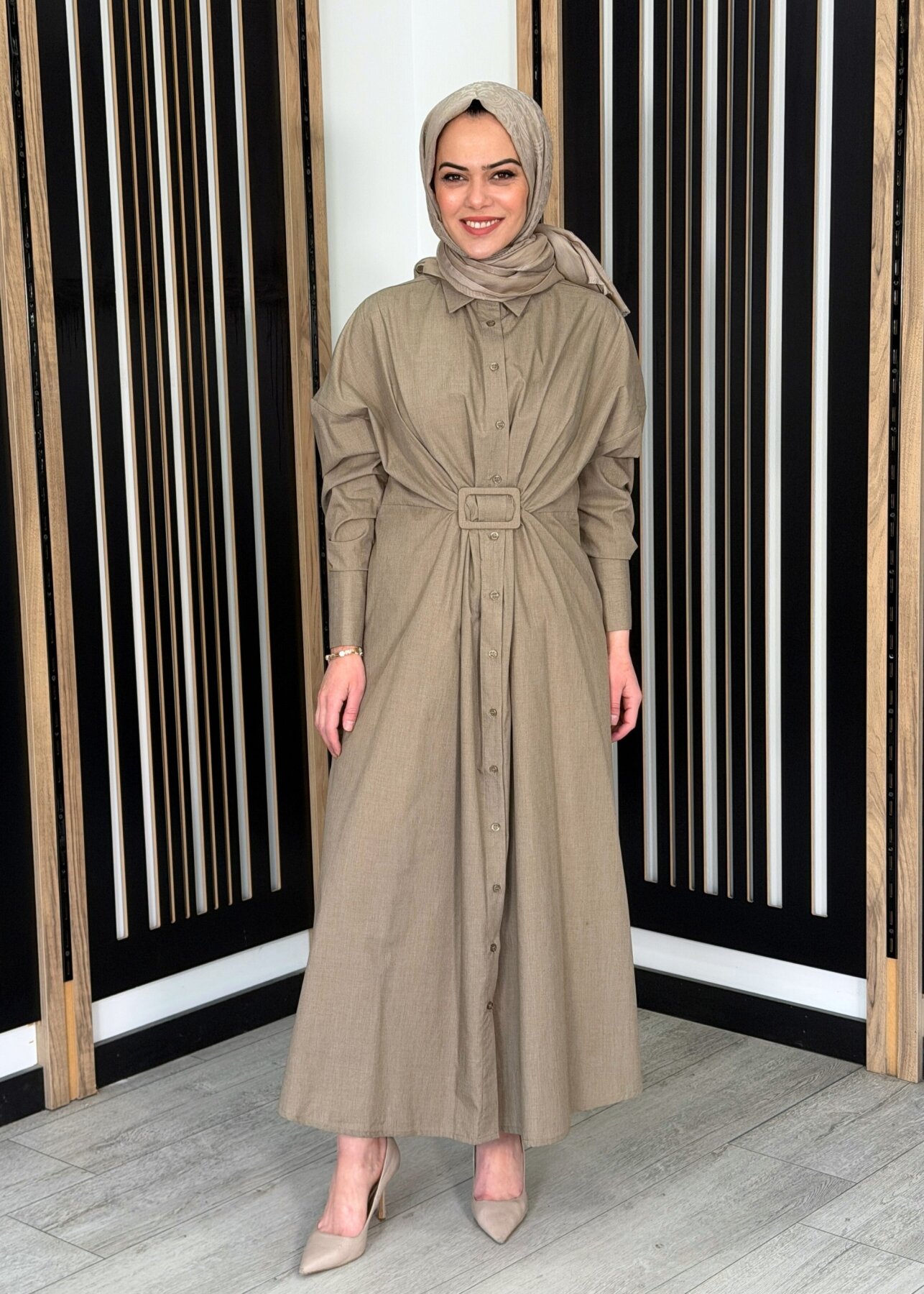 Vuu Tokalı Gömlek Elbise HAKİ - 2