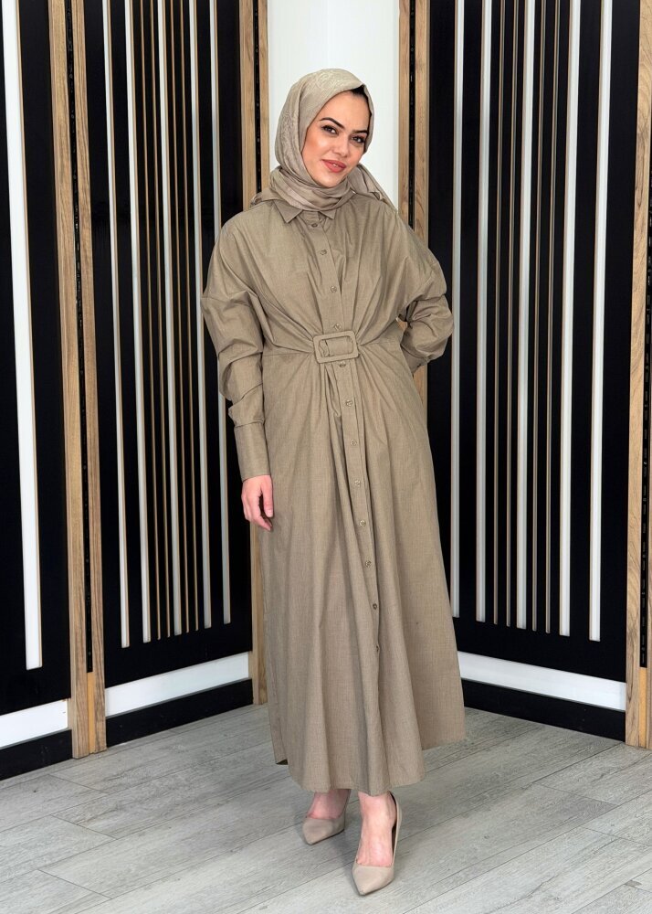 Vuu Tokalı Gömlek Elbise HAKİ - 3