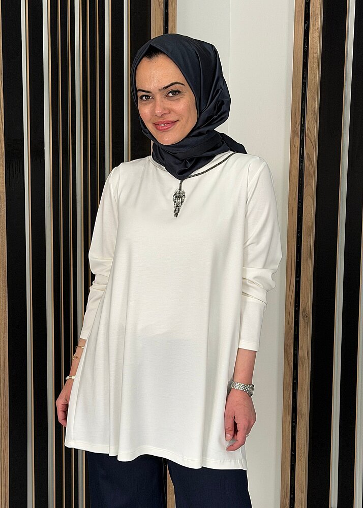 Vuu Uzun Kollu Taşlı Bluz BEYAZ - 2