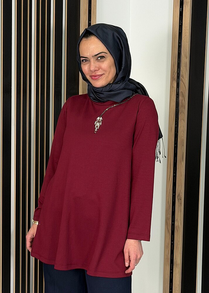 Vuu Uzun Kollu Taşlı Bluz BORDO - 3