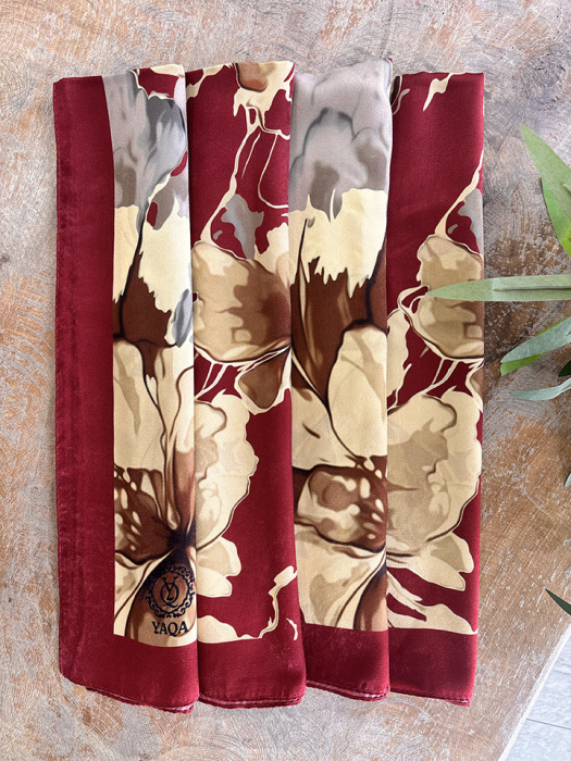 YaQa Flower Premium Şal BORDO - 1