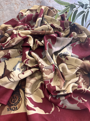 YaQa Flower Premium Şal BORDO - 3