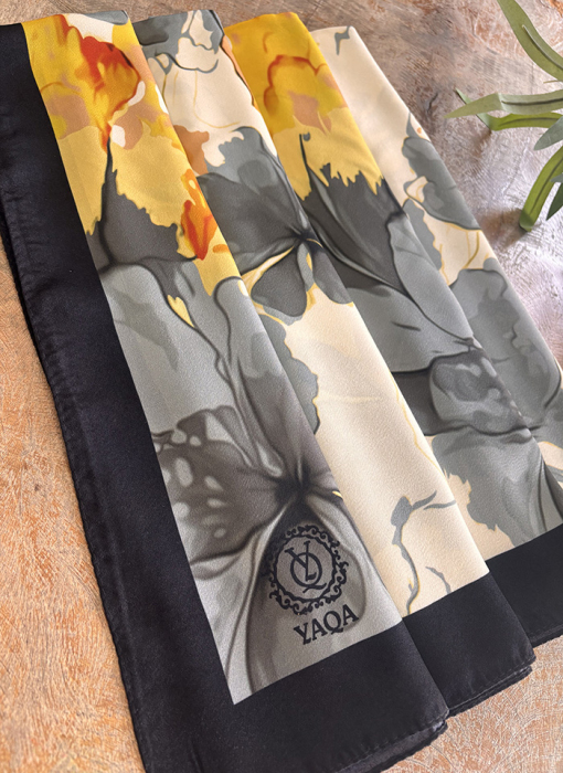 YaQa Flower Premium Şal Lacivert/Beyaz - 2