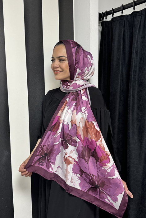 YaQa Flower Premium Şal MÜRDÜM - 2