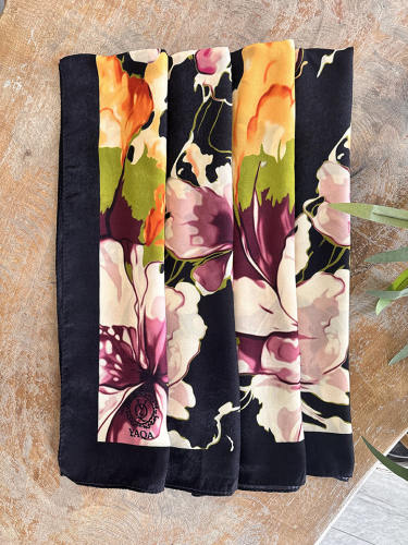 YaQa Flower Premium Şal SİYAH 