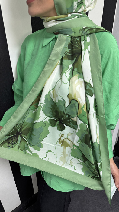 YaQa Flower Premium Şal YEŞİL - 2