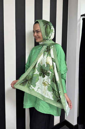YaQa Flower Premium Şal YEŞİL 