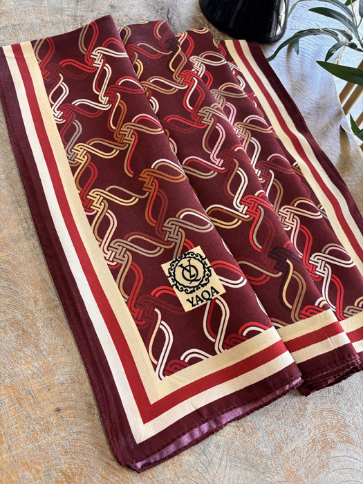 YaQa Ring Premium Şal Siyah-Bordo - 2