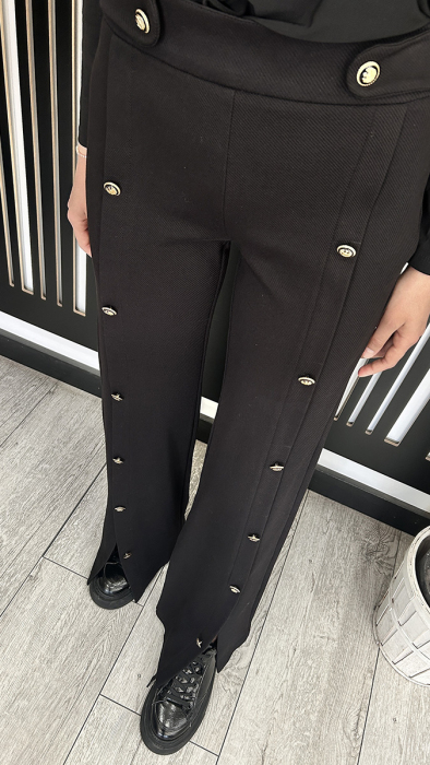 Yeşim Özcan Düğme Detaylı Pantolon SİYAH - 3