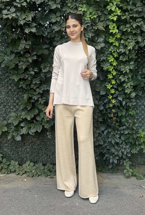 Yeşim Özcan Triko Pantolon CAMEL - 1