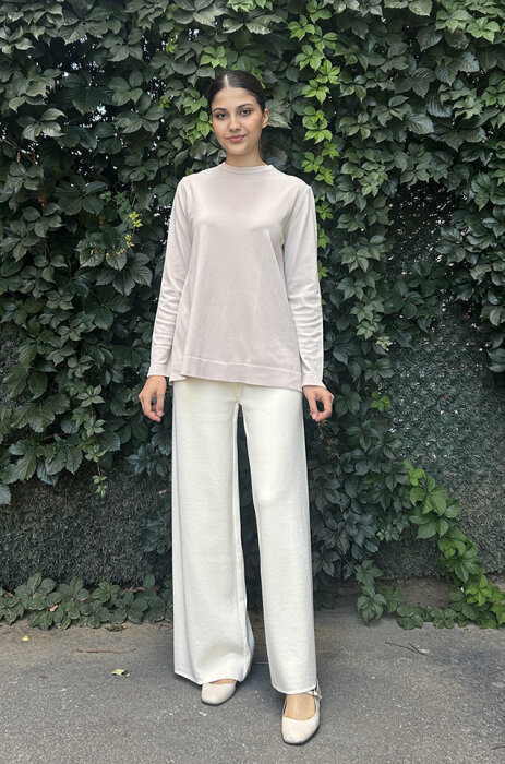 Yeşim Özcan Triko Pantolon EKRU - 1