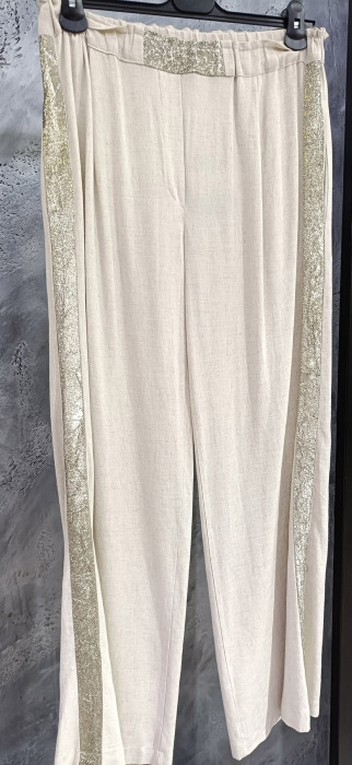 Yeşim Özcan Yanı Sim Detaylı Pantolon Naturel - 3
